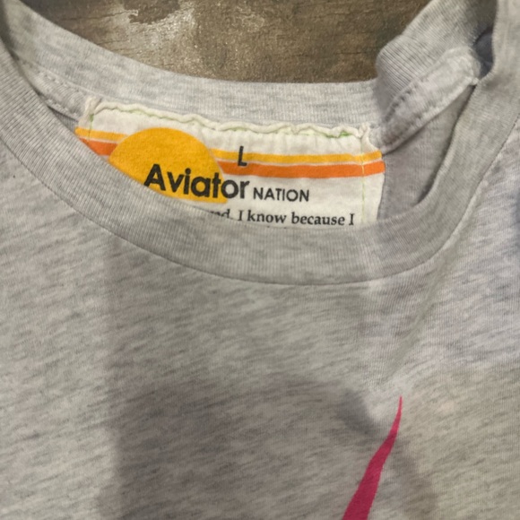 Aviator Nation Gray Shirt with Pink Lightning Bolt - Picture 2 of 2